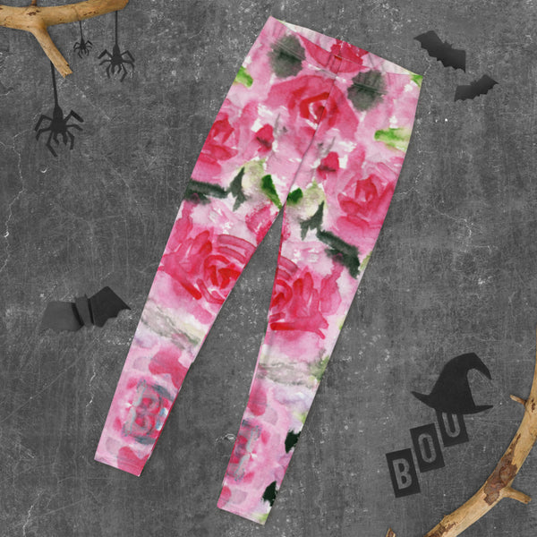 Pink Rose Floral Leggings