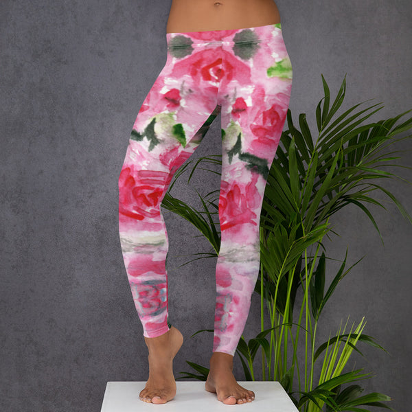 Pink Rose Floral Leggings