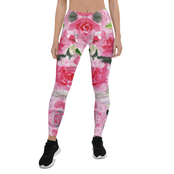 Pink Rose Floral Leggings