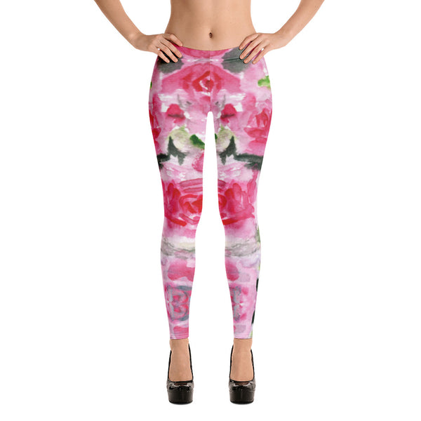 Pink Rose Floral Leggings