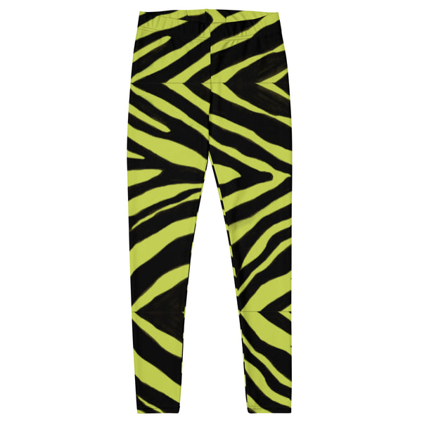 Yellow Zebra Print Women's Leggings, Animal Zebra Stripes Print Women's Casual Long Tights - Made in USA/EU/MX