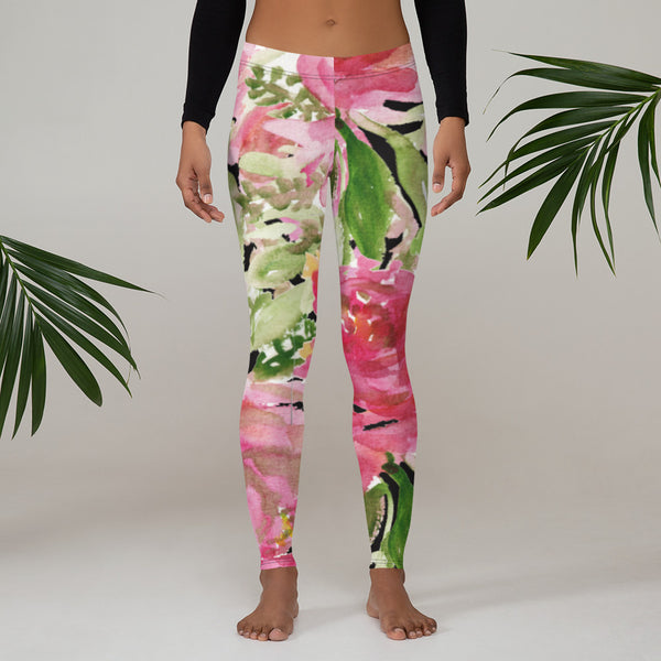 Pink Rose Floral Leggings