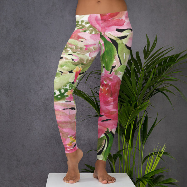 Pink Rose Floral Leggings