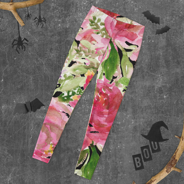 Pink Rose Floral Leggings