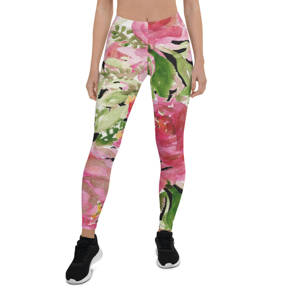 Pink Rose Floral Leggings