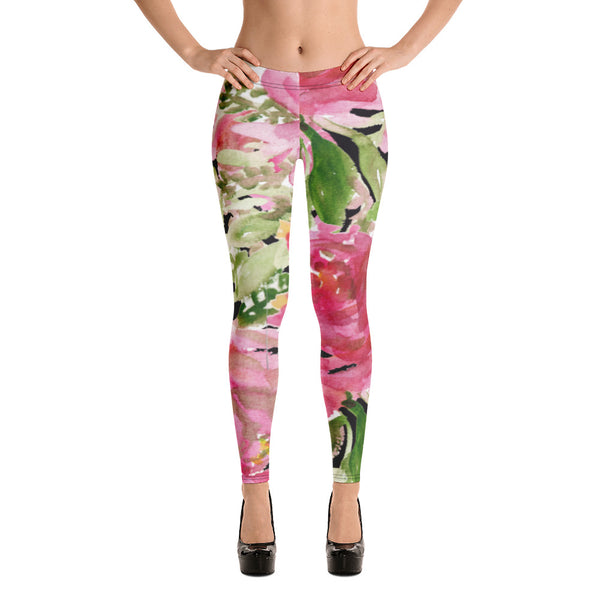 Pink Rose Floral Leggings