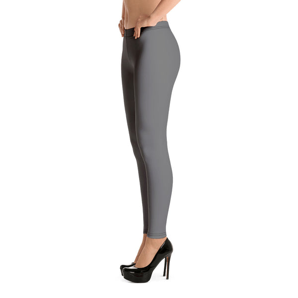 Grey Women's Casual Leggings, Solid Gray Color Fashion Fancy Women's Long Dressy Casual Fashion Leggings/ Running Tights - Made in USA/ EU/ MX (US Size: XS-XL)