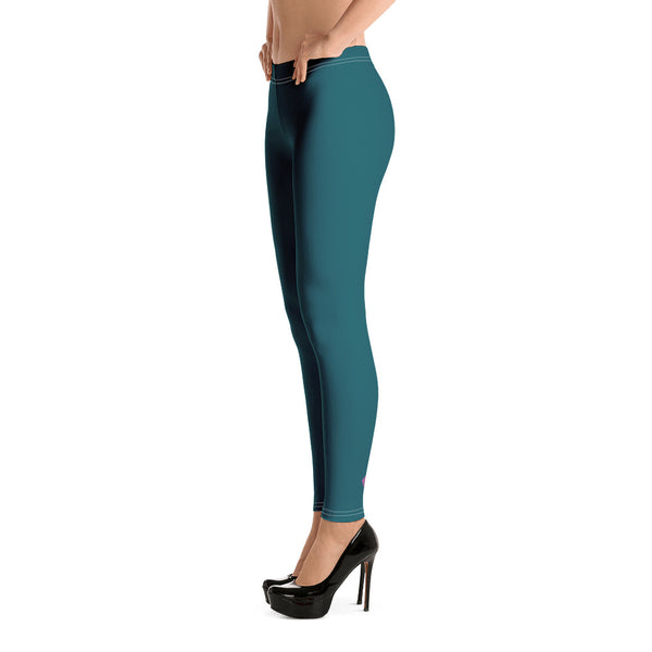 Dark Teal Blue Women's Leggings - Heidikimurart Limited 