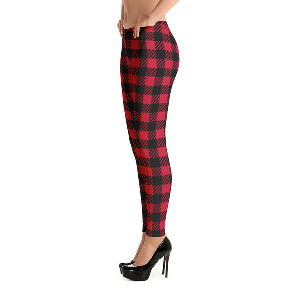 Buffalo Red Plaid Print Leggings