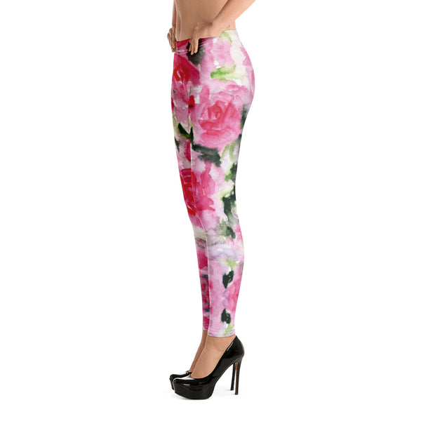 Pink Rose Floral Leggings