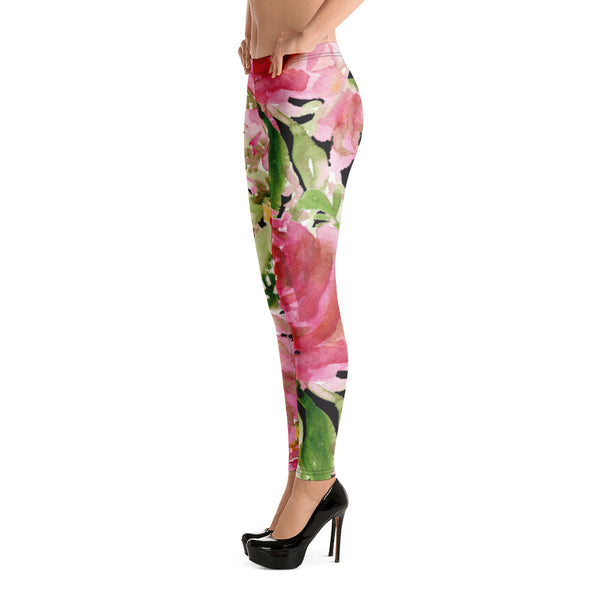 Pink Rose Floral Leggings