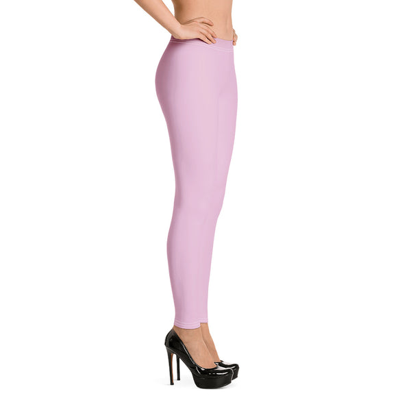 Pastel Pink Women's Casual Leggings, Solid Pastel Pink Color Fashion Fancy Women's Long Dressy Casual Fashion Leggings/ Running Tights - Made in USA/ EU/ MX (US Size: XS-XL)