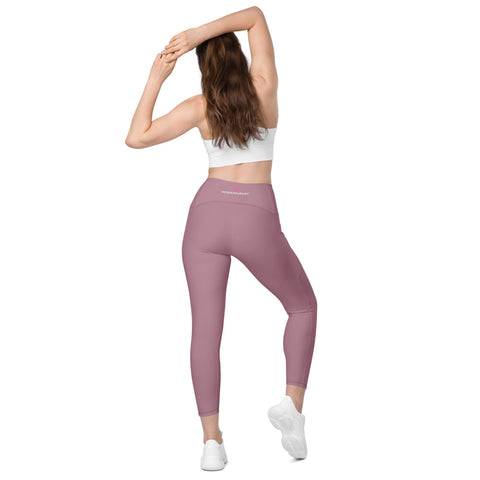 Faded Purple Color Women's Tights, Faded Purple Modern Simple Essential Solid Color Best Women's 7/8 Leggings Yoga Pants With 2 Side Deep Long Pockets - Made in USA/EU/MX (US Size: 2XS-6XL) Plus Size Available
