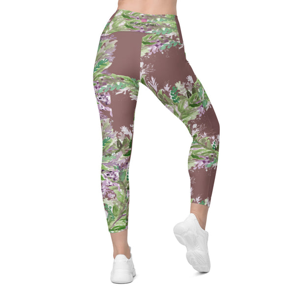 Pastel Lavender Tights, Flower Leggings with pockets