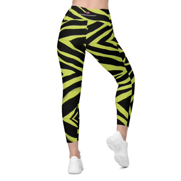 Zebra Women's Tights, Zebra Animal Print Leggings with pockets