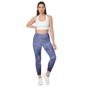 Purple Abstract Leggings With Pockets, Purple Abstract Best Women's 7/8 Leggings Yoga Pants With 2 Side Deep Long Pockets - Made in USA/EU/MX (US Size: 2XS-6XL) Plus Size Available, Women's High Waist Yoga Pants with Built-in Pockets, Exercise Leggings With Pockets, Women's Workout Leggings with Pockets  