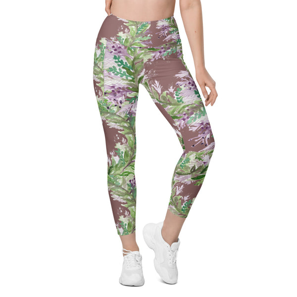 Pastel Lavender Tights, Flower Leggings with pockets