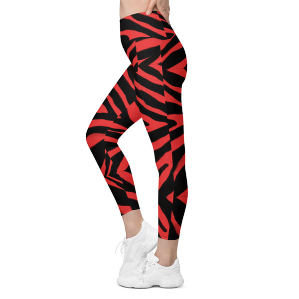 Red Zebra Leggings with pockets