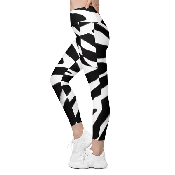 Black Zebra Leggings with pockets