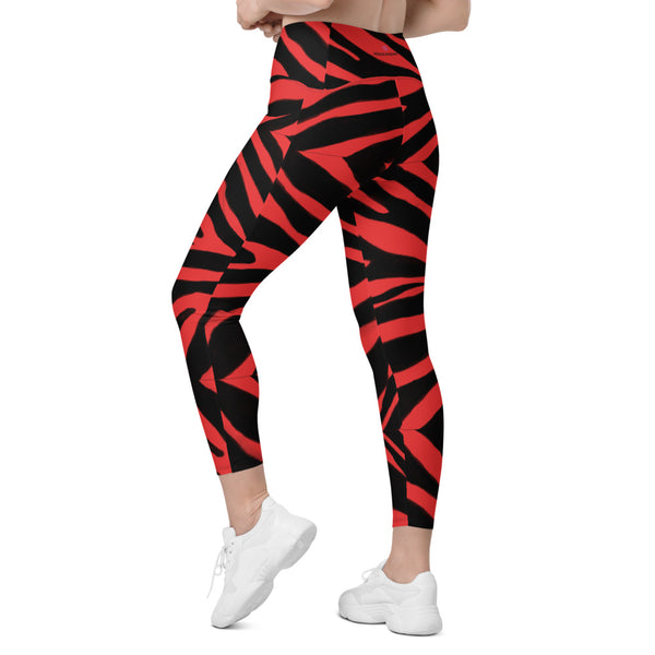 Red Zebra Leggings with pockets