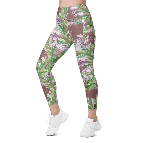 Pastel Lavender Tights, Flower Leggings with pockets