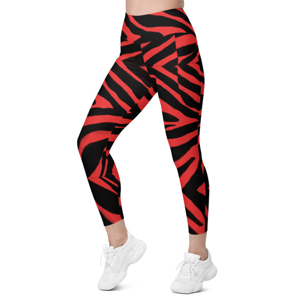 Red Zebra Leggings with pockets