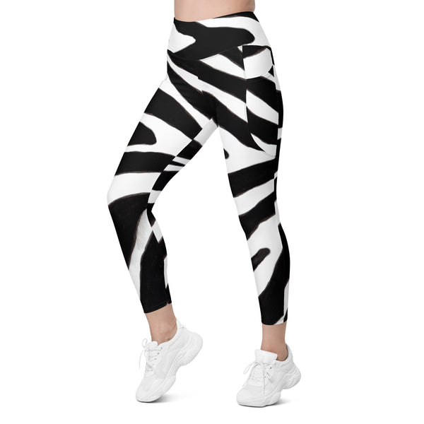 Black Zebra Leggings with pockets