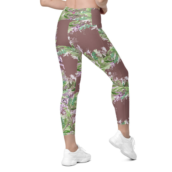 Pastel Lavender Tights, Flower Leggings with pockets