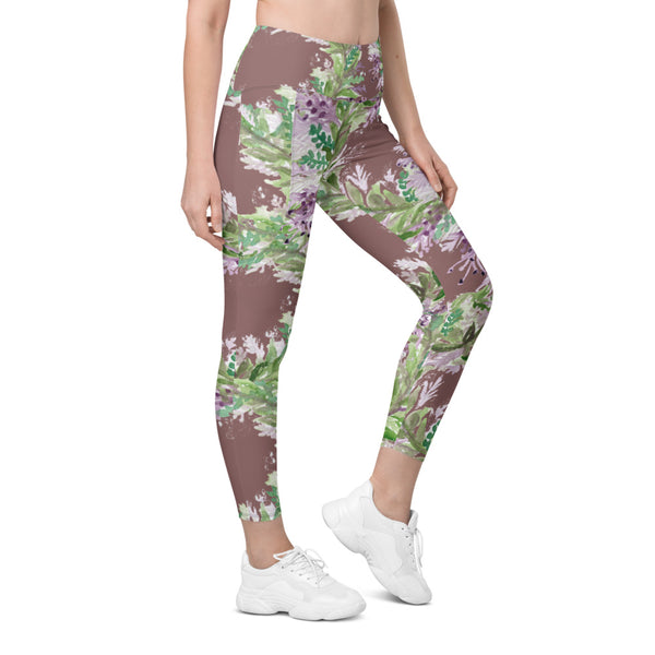 Pastel Lavender Tights, Flower Leggings with pockets