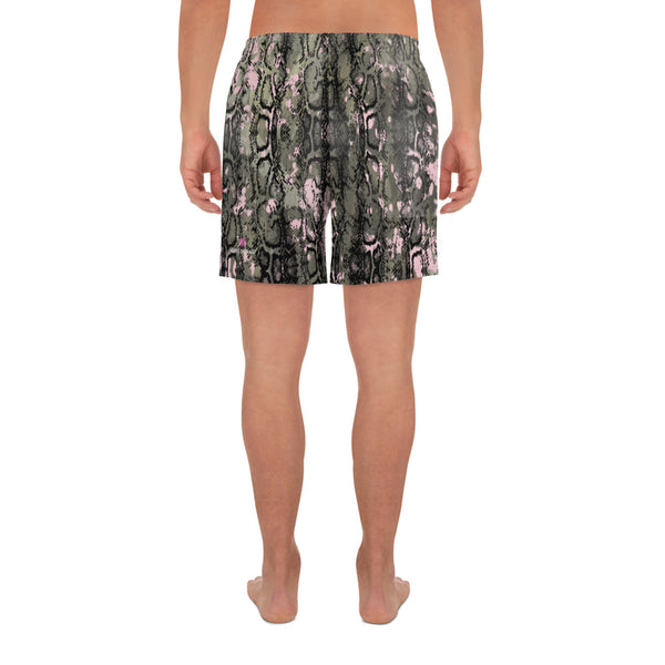 Snake Print Best Men's Shorts, Men's Athletic Long Shorts