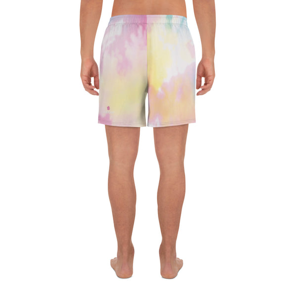 Pink Abstract Men's Shorts, Best Men's Athletic Long Shorts