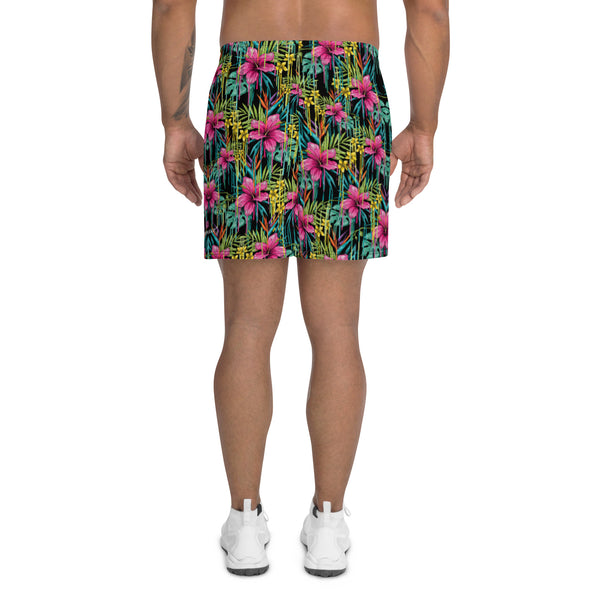 Pink Tropical Men's Shorts, Best Men's Athletic Long Shorts