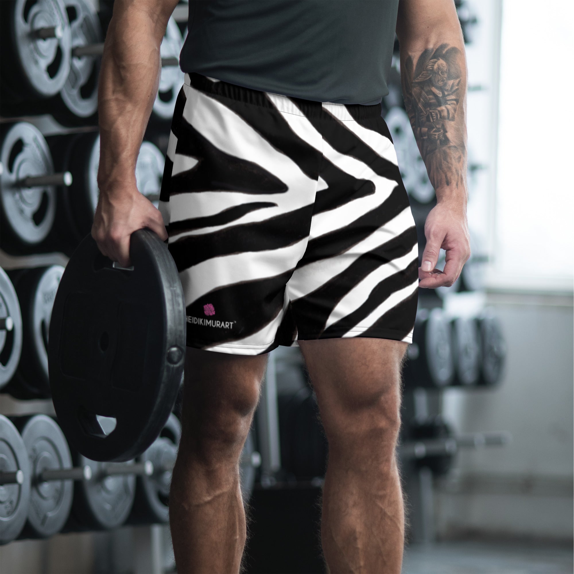 Zebra Print Men's Shorts, Best Men's Athletic Long Shorts