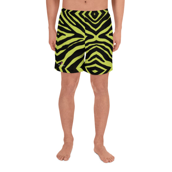 Yellow Zebra Print Shorts, Best Men's Athletic Long Shorts