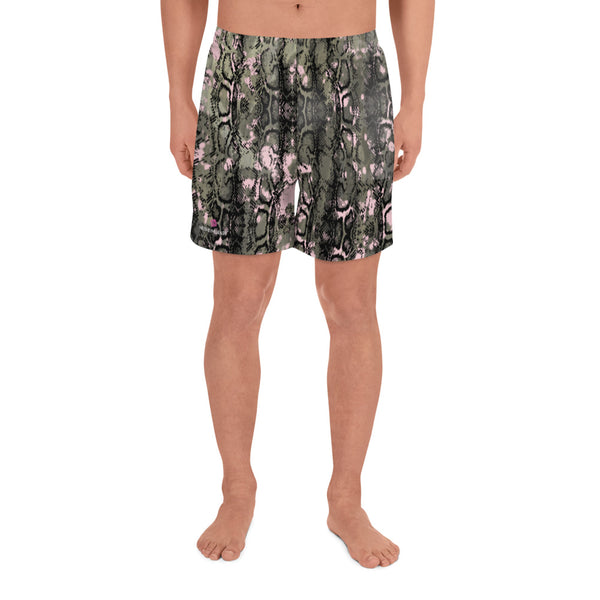 Snake Print Best Men's Shorts, Men's Athletic Long Shorts