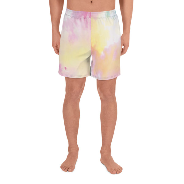 Pink Abstract Men's Shorts, Best Men's Athletic Long Shorts