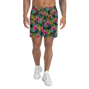 Pink Tropical Men's Shorts, Best Men's Athletic Long Shorts