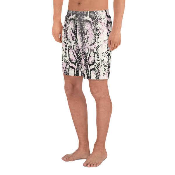 Snake Print Men's Long Shorts, Men's Athletic Long Shorts