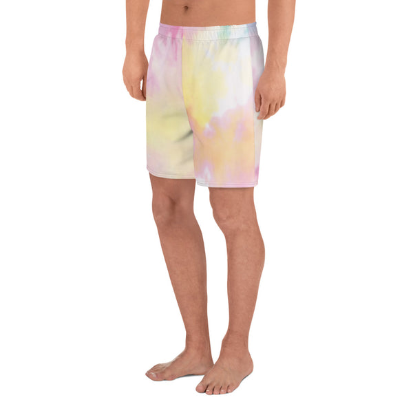 Pink Abstract Men's Shorts, Best Men's Athletic Long Shorts