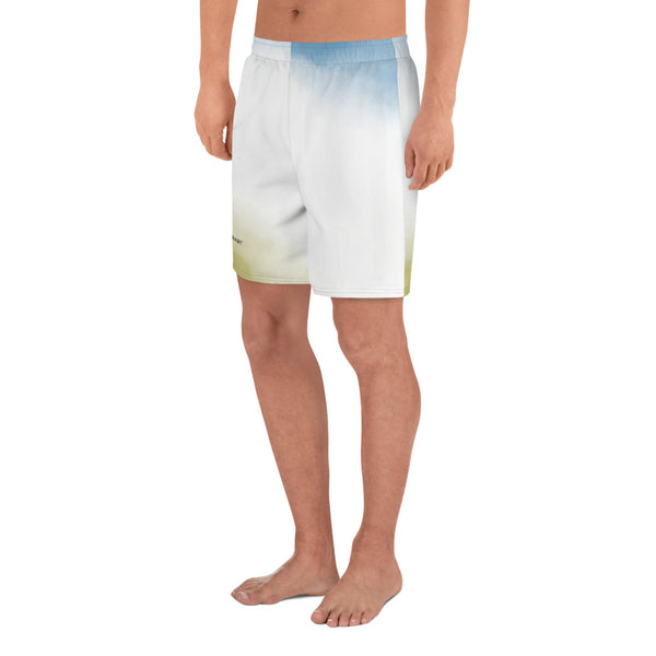 Blue Tie Dye Men's Shorts, Men's Athletic Long Shorts