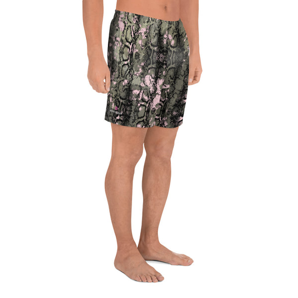 Snake Print Best Men's Shorts, Men's Athletic Long Shorts