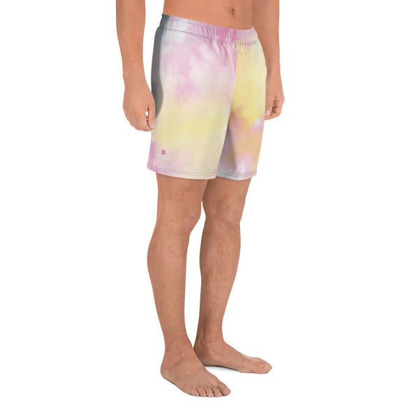 Pink Abstract Men's Shorts, Best Men's Athletic Long Shorts