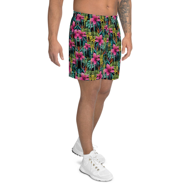 Pink Tropical Men's Shorts, Best Men's Athletic Long Shorts