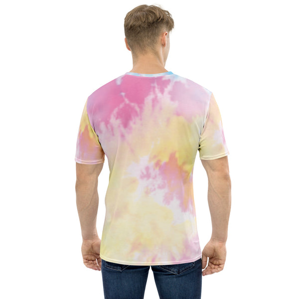 Pink Tie Dye Men's T-shirt, Abstract Pink Print Best Tee Crew Neck Premium Polyester Regular Fit Tee-Made in USA/EU/MX (US Size, XS-2XL), Luxury Graphic T-Shirt For Men, Best Tie Dyed Printed Tee, Crew Neck T-shirt, Men's T-Shirt Apparel