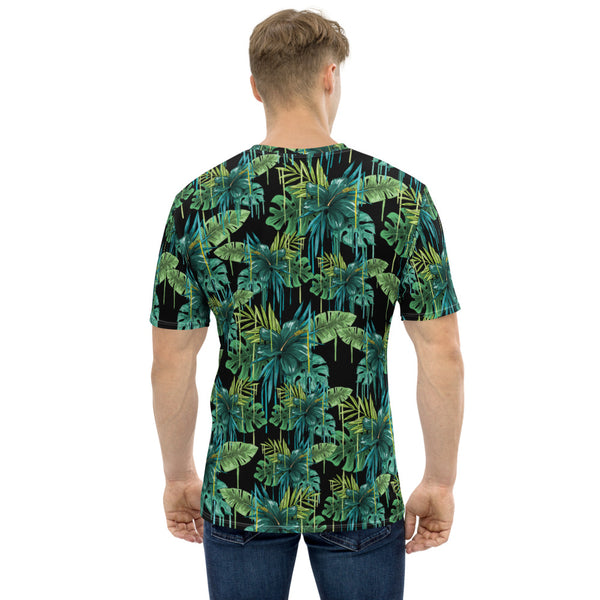 Green Tropical Men's T-shirt, Hawaiian Style Tropical Print Luxury Tees For Men-Made in USA/EU/MX, Best Tee Crew Neck Premium Polyester Regular Fit Tee-Made in USA/EU/MX (US Size, XS-2XL), Luxury Graphic T-Shirt For Men, Best Printed Tee, Crew Neck T-shirt, Men's T-Shirt Apparel