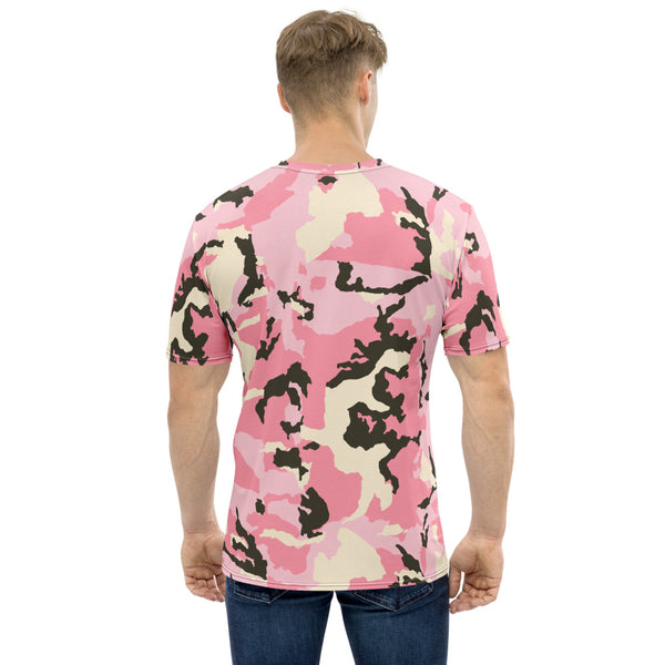 Pink Camouflage Men's T-shirt, Army Military Camo Print Best Tee Crew Neck Premium Polyester Regular Fit Tee-Made in USA/EU/MX (US Size, XS-2XL), Luxury Graphic T-Shirt For Men, Best Marbled Printed Tee, Crew Neck T-shirt, Men's T-Shirt Apparel