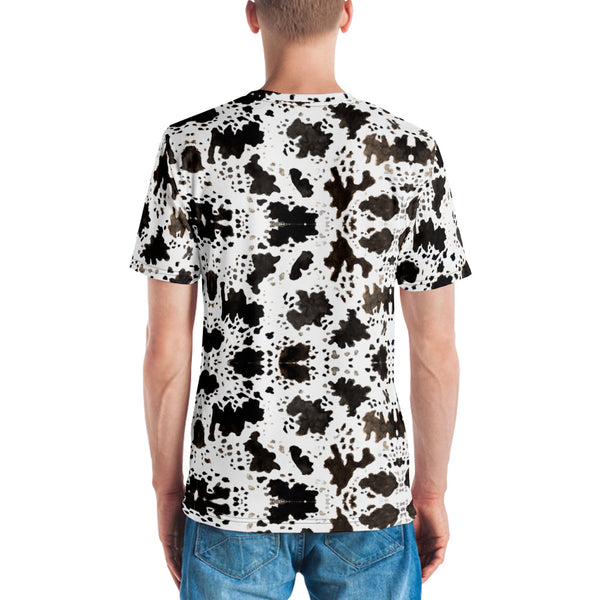 Cow Print Best Men's T-shirt, Farm Animal Cow Spots Print Luxury Tee For Men, Best Tee Crew Neck Premium Polyester Regular Fit Tee-Made in USA/EU/MX (US Size, XS-2XL), Luxury Graphic T-Shirt For Men, Best Printed Tee, Crew Neck T-shirt, Men's T-Shirt Apparel
