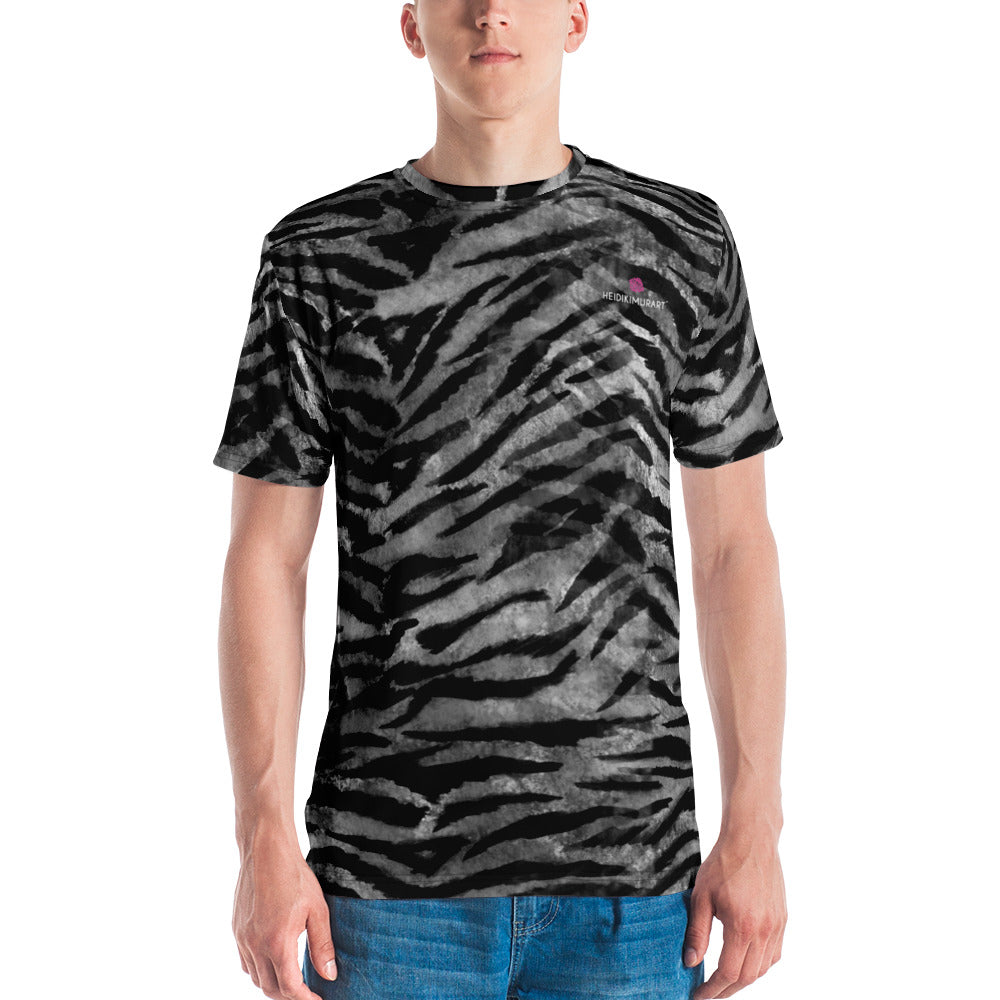 Crew Neck Premium Polyester Regular Fit Tee-Made in USA/EU/MX (US Size, XS-2XL), Luxury Graphic T-Shirt For Men, The Tiger Striped Print Tee, Crew Neck T-shirt, Men's T-Shirt Apparel