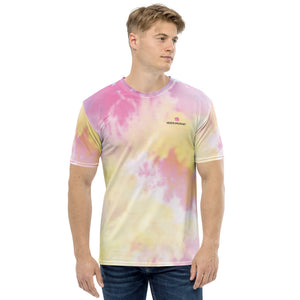 Pink Tie Dye Men's T-shirt, Abstract Pink Print Best Tee Crew Neck Premium Polyester Regular Fit Tee-Made in USA/EU/MX (US Size, XS-2XL), Luxury Graphic T-Shirt For Men, Best Tie Dyed Printed Tee, Crew Neck T-shirt, Men's T-Shirt Apparel