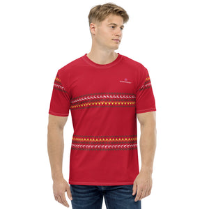 Red Christmas Deer Men's T-shirt, Reindeer Xmas Holiday Best Tee Crew Neck Premium Polyester Regular Fit Tee-Made in USA/EU/MX (US Size, XS-2XL), Luxury Graphic T-Shirt For Men, Best Printed Tee, Crew Neck T-shirt, Men's T-Shirt Apparel